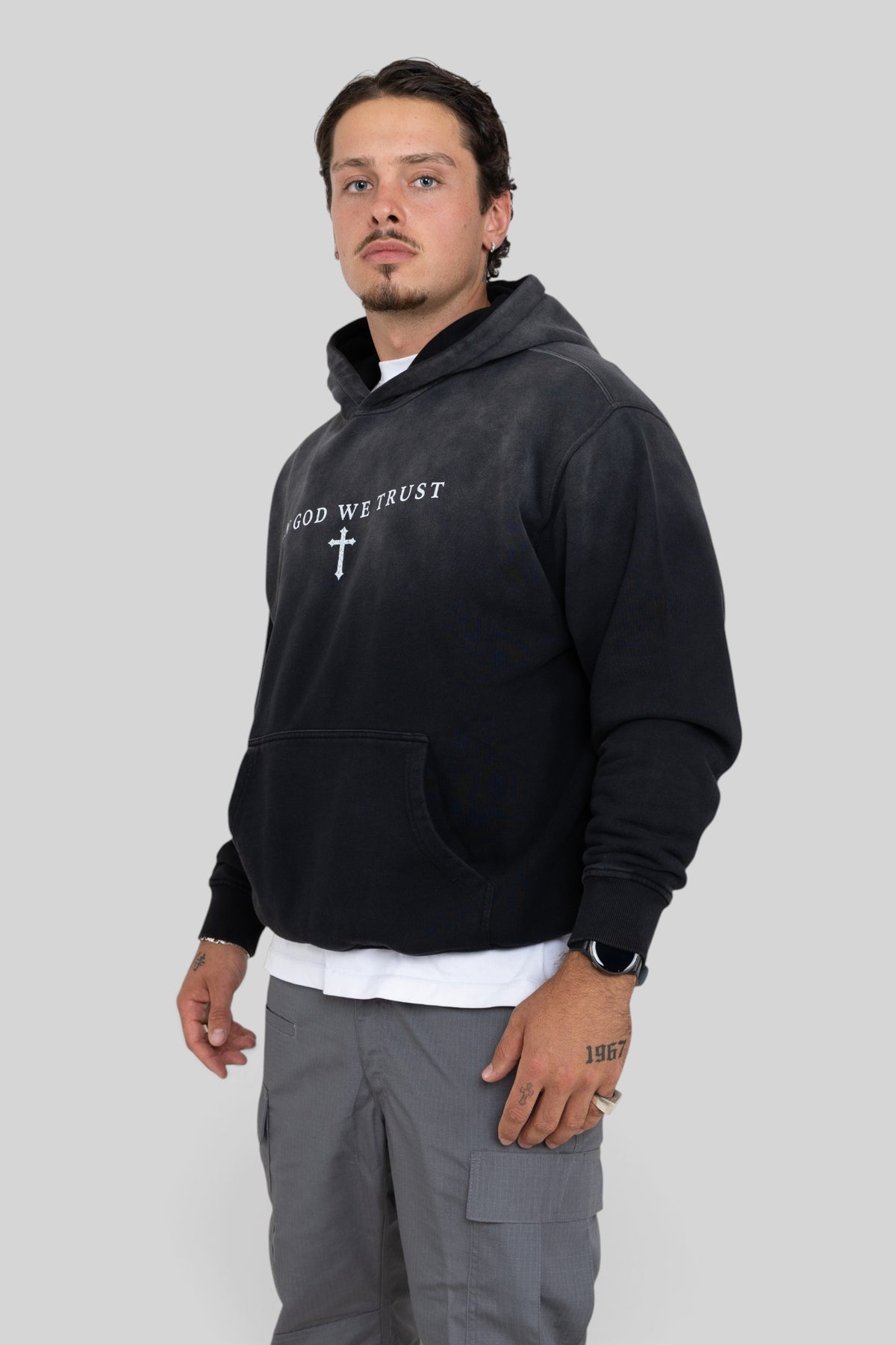 In God We Trust Faded Oversized Hoodie