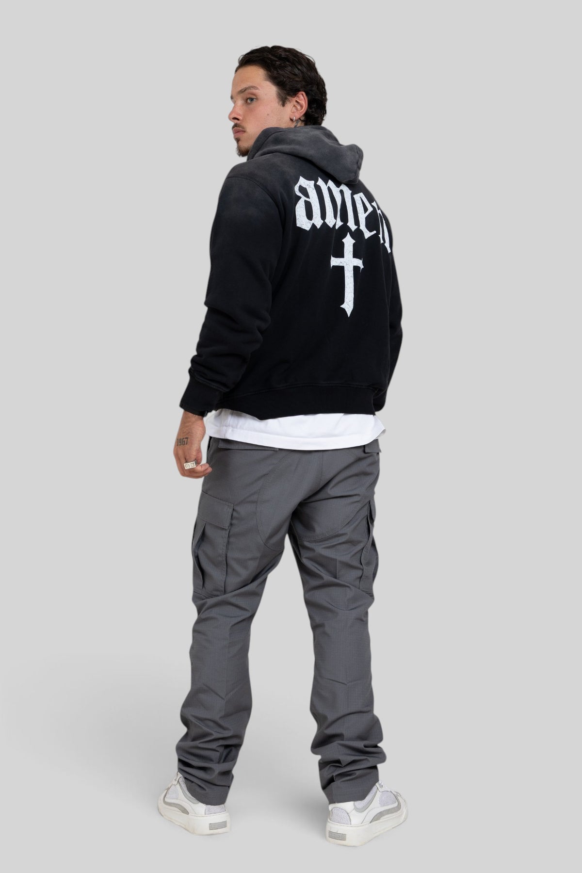 In God We Trust Faded Oversized Hoodie