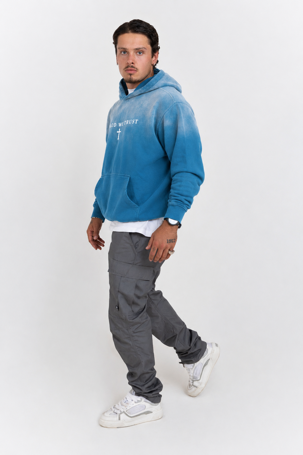 In God We Trust Faded Oversized Hoodie